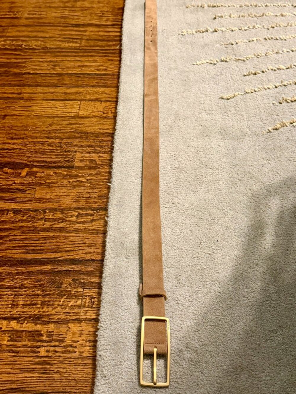 rag & bone Suede Rebound Belt Medium Brushed Gold Tone Buckle NWOT - Picture 15 of 16